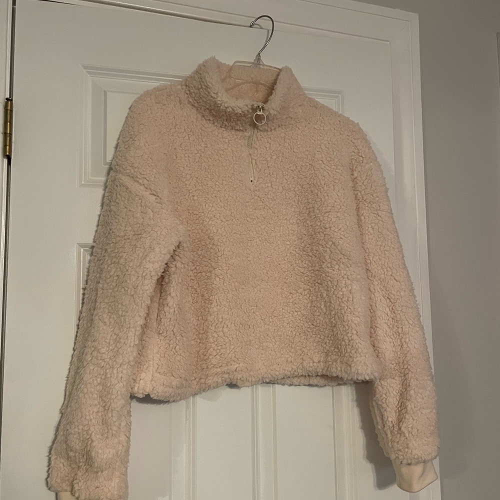 Love Tree Cream Teddy Quarter Zip Sweatshirt
